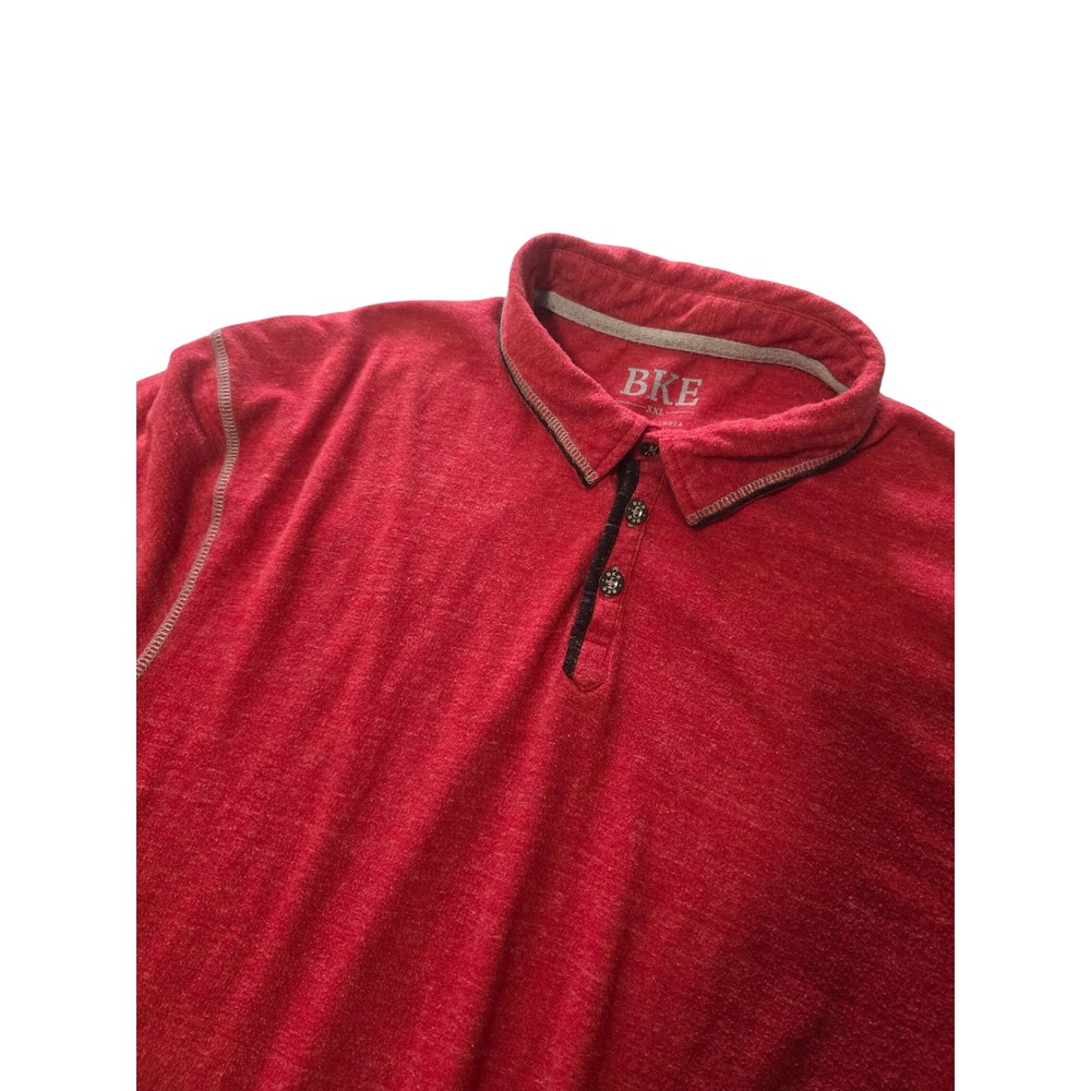 BKE Buckle Mens XXL Red Heathered Short Sleeve B9086 Casual Knit Polo Shirt EUC